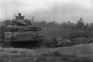 Немецкий танк из 29-й мд вермахта в лесополосе западнее пос. Купоросный